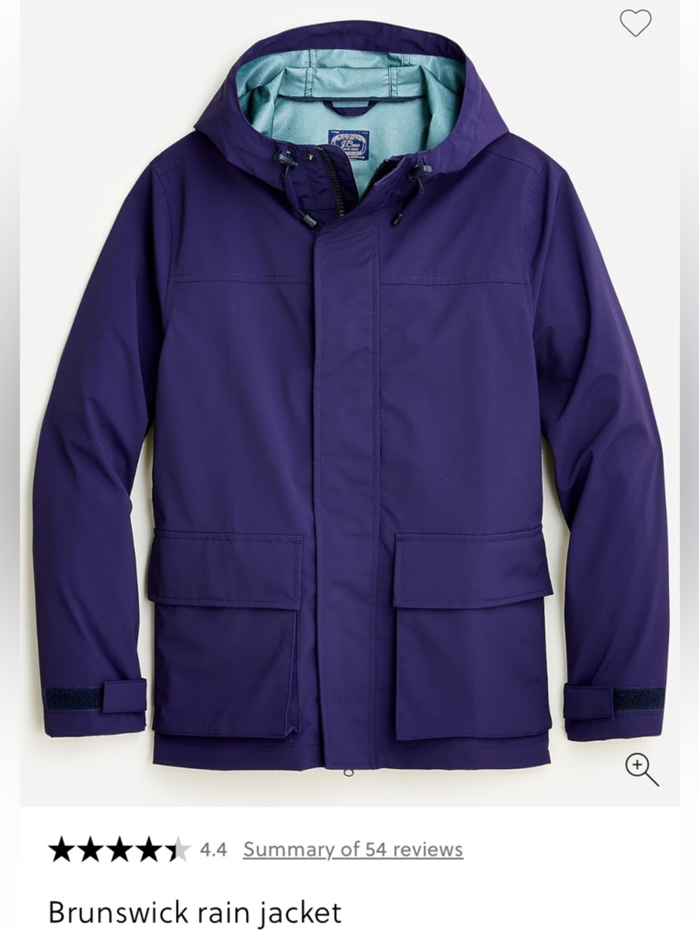 NWOT J. Crew Brunswick Hooded Rain Jacket